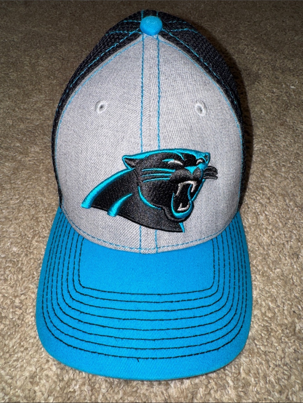 New Era Carolina Panthers Gray, Teal and Black Two-Tone Mesh Hat